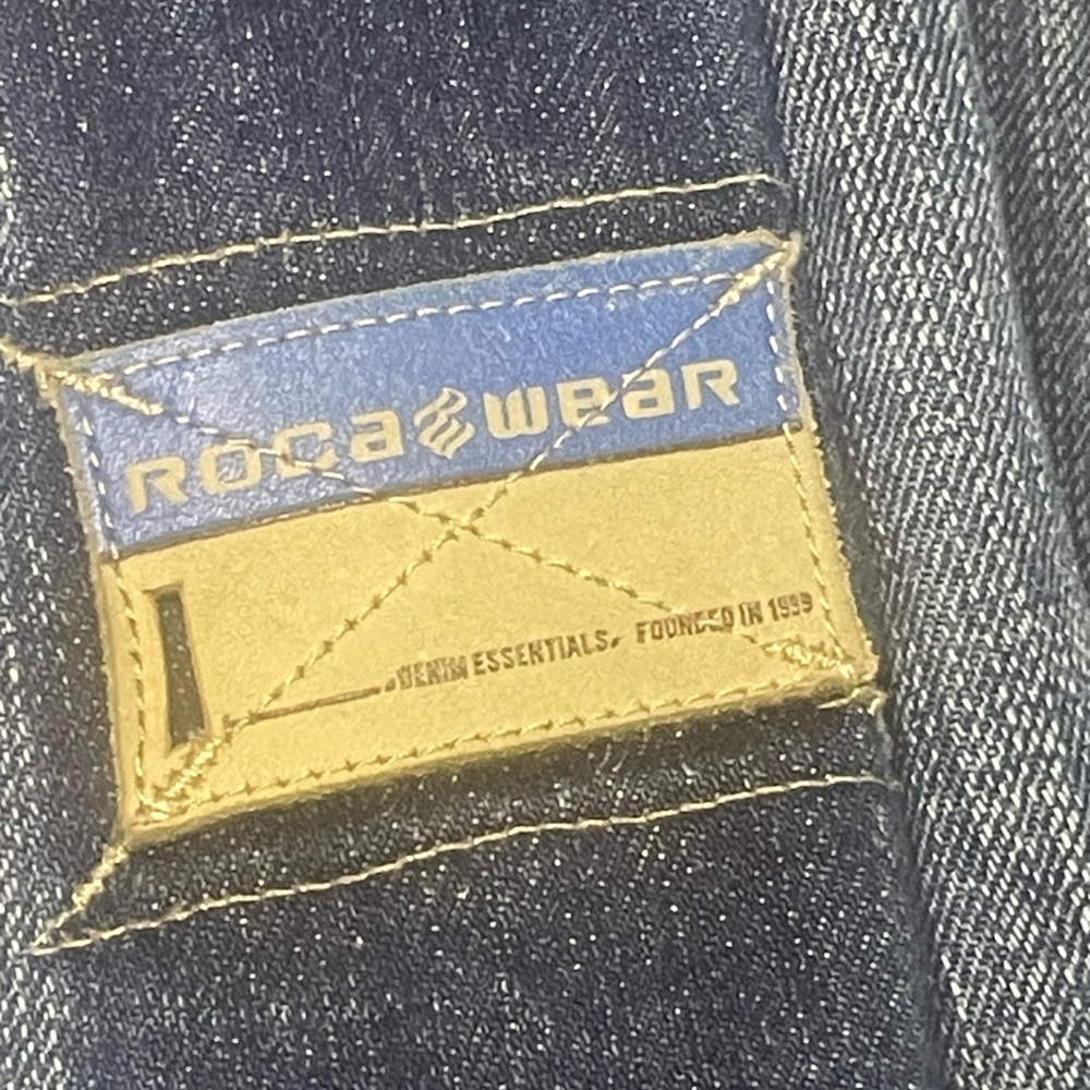 Roca Wear 2XL Y2K Streetwear Distressed Blue Jean Jacket - Picture 7 of 14